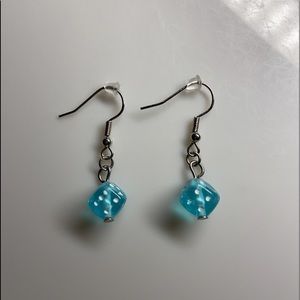 blue dice earrings